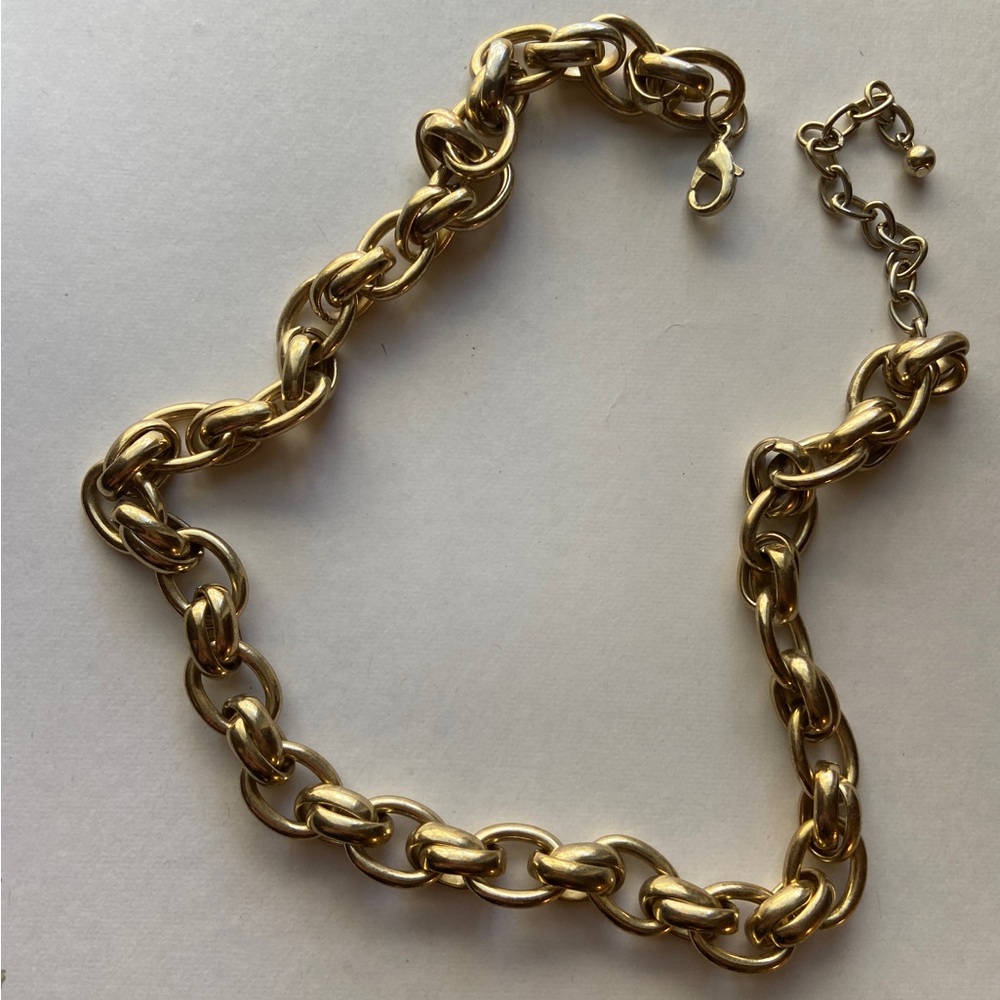 Large Gold Tone Metal Chain Necklace